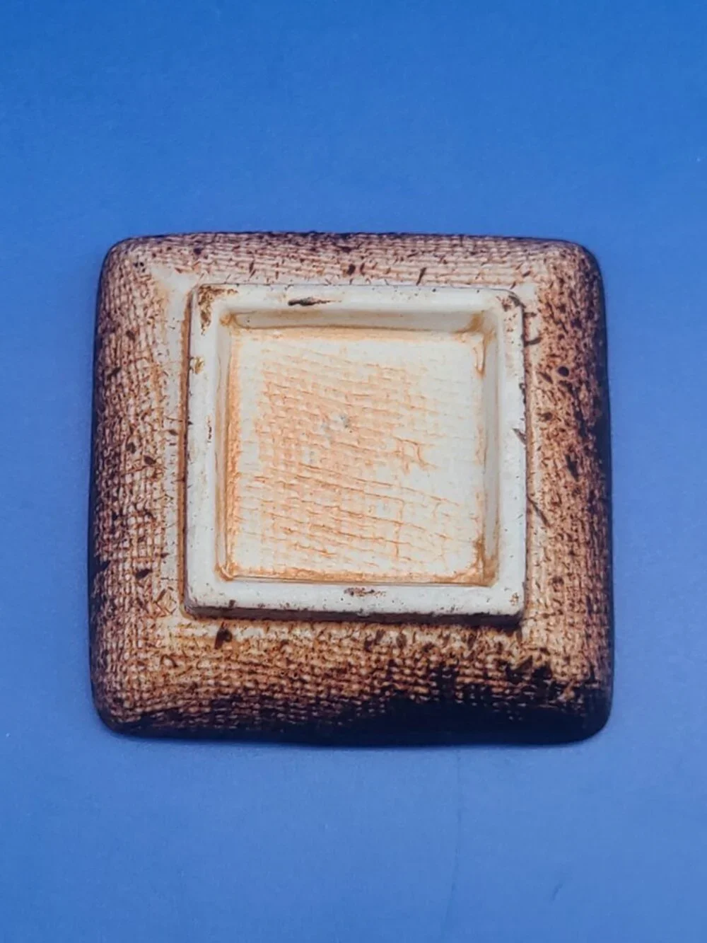 Kotobuki Japan Vintage Square Footed Crackled Trinket Dish BLUE 2.75" - Picture 8 of 9